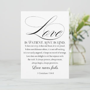 Cartes Pour Fêtes Annuelles 1 Corinthiens 13:4-8 L'amour est le Mariage patien