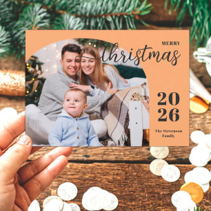Cartes Pour Fêtes Annuelles 1 photo Arche de Noël moderne minimaliste orange
