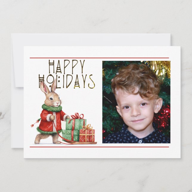 Cartes Pour Fêtes Annuelles 1 Photo JEUX VACANCES NOËL RABBIT (Devant)