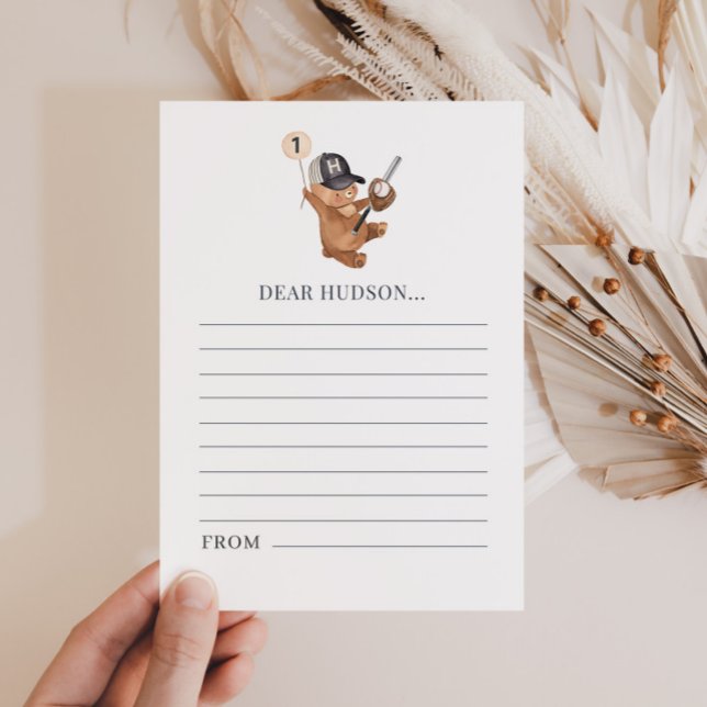 Cartes Pour Fêtes Annuelles 1er Anniversaire Bear de Baseball - Time Capsule C (1st Birthday Baseball Bear - Time Capsule Card)