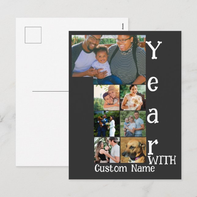 Cartes Pour Fêtes Annuelles 1er anniversaire mariage personnalisé 7 photo coll (Devant / Derrière)
