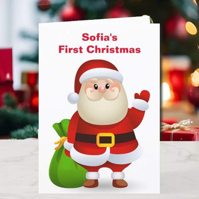 Cartes Pour Fêtes Annuelles 1er Noël Baby's Personalize Nom Père Noël (Créateur téléchargé)