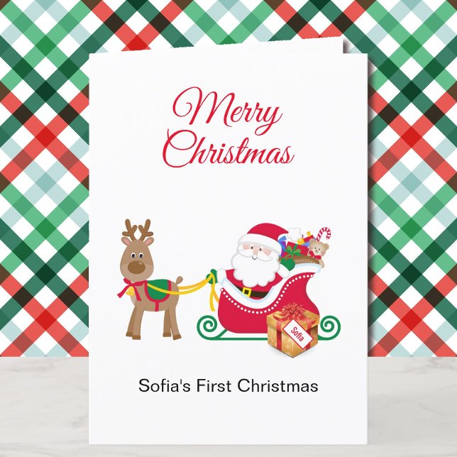 Cartes Pour Fêtes Annuelles 1er Noël Baby's Personalize Nom Père Noël (Créateur téléchargé)