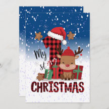 1er Noël Santa Hat White Neige Bébé Reindeer