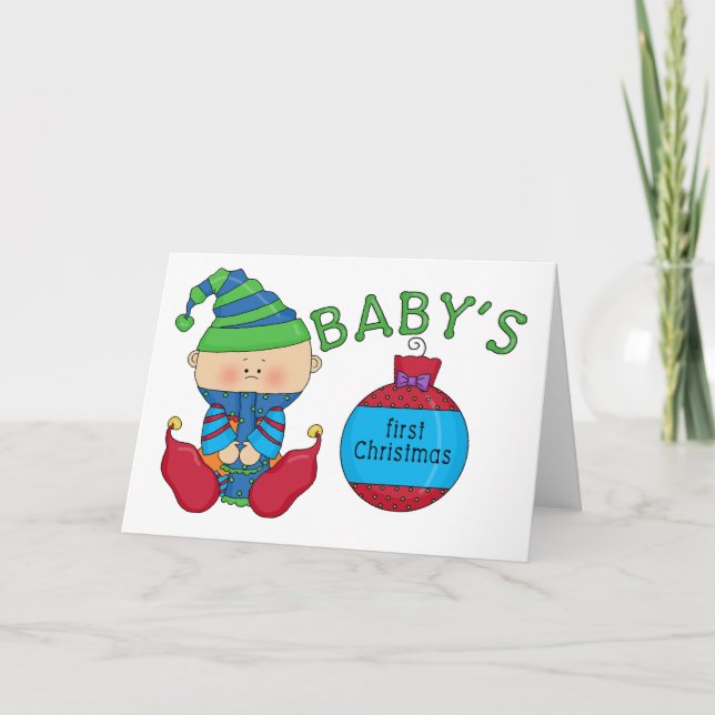 Cartes Pour Fêtes Annuelles 1er T-shirts et cadeaux elfes de Noël (Devant)