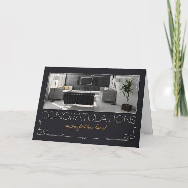 Cartes Pour Fêtes Annuelles 1ère Nouvelle Maison Félicitations Moderne Intérie (Devant)