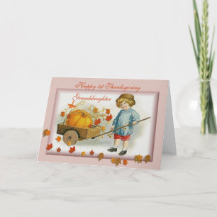 Cartes Pour Fêtes Annuelles 1re Thanksgiving de la grand-fille