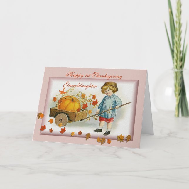 Cartes Pour Fêtes Annuelles 1re Thanksgiving de la grand-fille (Devant)