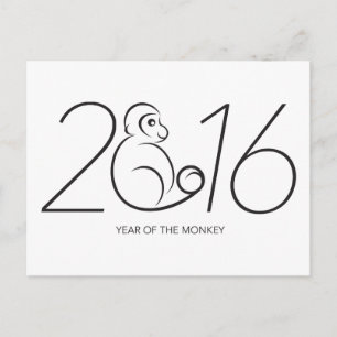 Cartes Pour Fêtes Annuelles 2016 Chinois Nouvel An Numéros De Singes Ligne Art