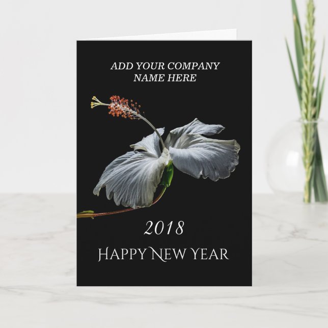 Cartes Pour Fêtes Annuelles 2018 bonnes années - fleur blanche de ketmie (Devant)