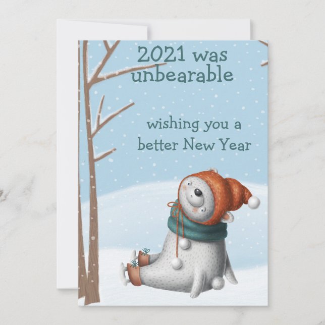 Cartes Pour Fêtes Annuelles 2020 Était Insupportable Ours Polaire Covid (Devant)