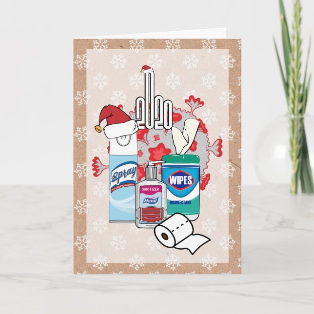 Cartes Pour Fêtes Annuelles 2020 Quarantaine Essentials de Noël amusant Folded (Devant)
