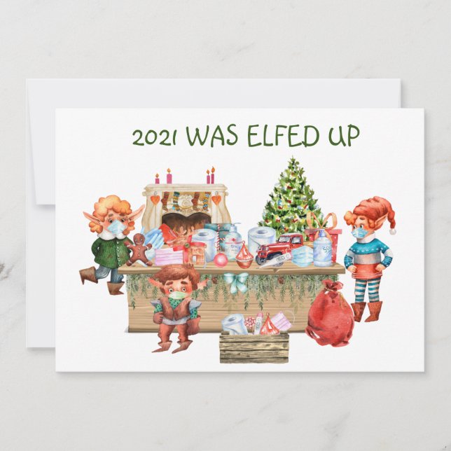 Cartes Pour Fêtes Annuelles 2021 A Été Elfed Up Funny Face Mask Père Noël Atel (Devant)