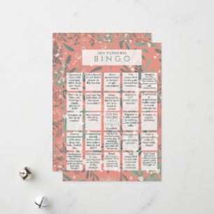 Cartes Pour Fêtes Annuelles 2021 Pandemic BINGO Funny Mistletoe rose Noël