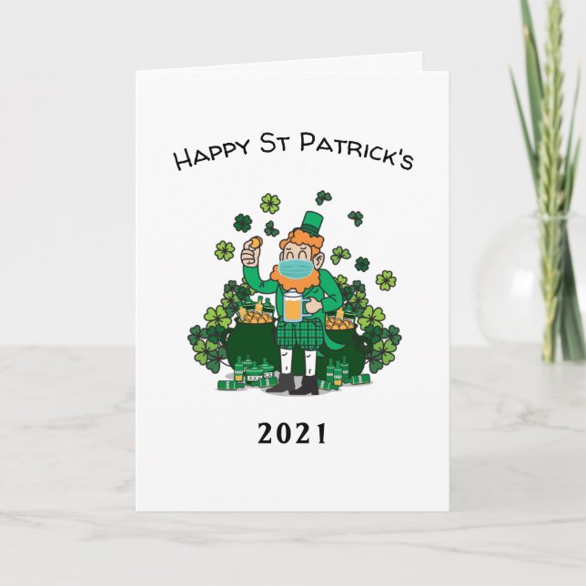 Cartes Pour Fêtes Annuelles 2021 quarantaine drôle st Patrick's day (Devant)