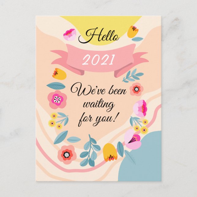 Cartes Pour Fêtes Annuelles 2021 Quarantaine du Nouvel An Floral (Devant)