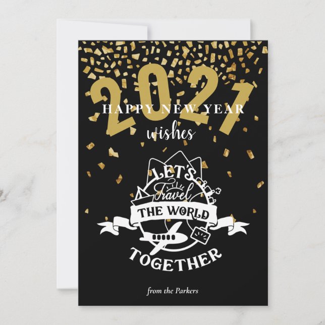 Cartes Pour Fêtes Annuelles 2021 SOUHAITS | Voyageons ensemble dans le monde (Devant)