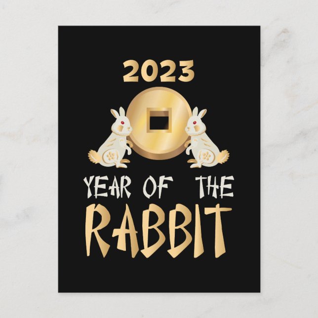 Cartes Pour Fêtes Annuelles 2023 Année Du Nouvel An Chinois Du Lapin (Devant)