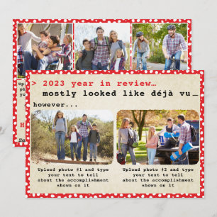 Cartes Pour Fêtes Annuelles 2023 Année en revue Famille Photo Rouge Noël