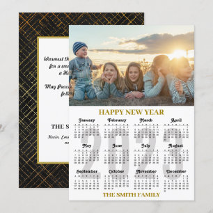 Cartes Pour Fêtes Annuelles 2023 Calendrier moderne Gold et noir Script photo
