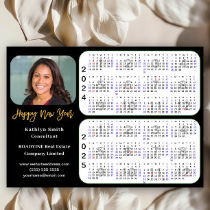 Cartes Pour Fêtes Annuelles 2024 2025 Calendrier Business Modern Black Gold