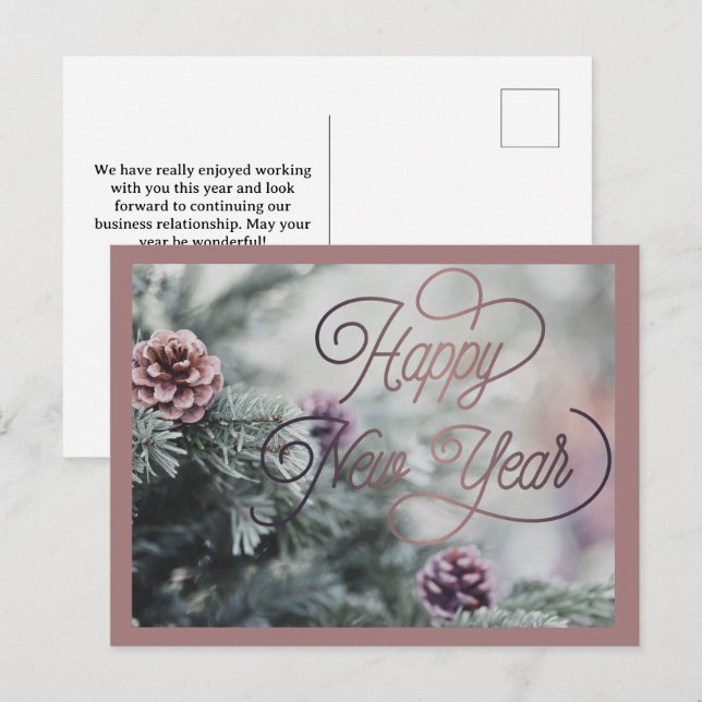 Cartes Pour Fêtes Annuelles 2025 Bonne année Pink Custom Business (Devant / Derrière)