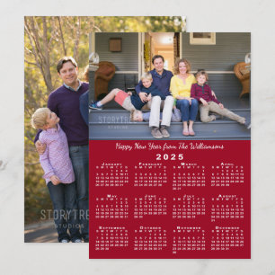 Cartes Pour Fêtes Annuelles 2025 Calendrier 2 Photos personnalisées Rouge Bonn