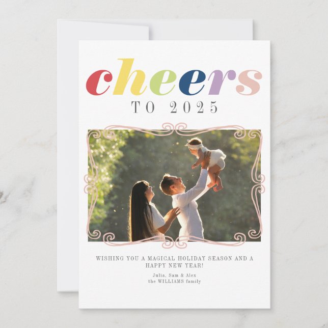 Cartes Pour Fêtes Annuelles 2025 Calendrier Vacances modernes Nouvel An 1 Phot (Devant)