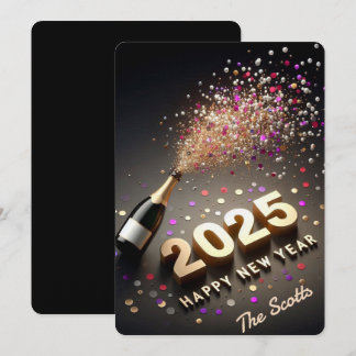 Cartes Pour Fêtes Annuelles 2025 Nouvel An Or & Noir