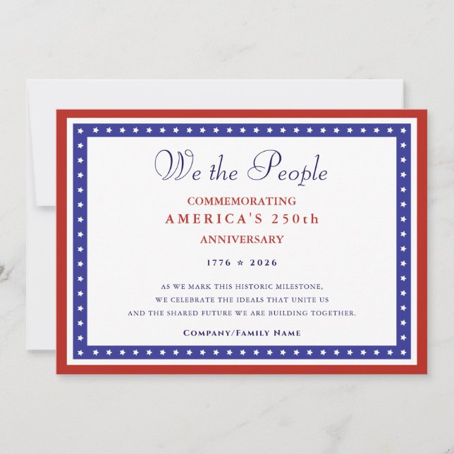 Cartes Pour Fêtes Annuelles 2026 America 250 Formal Patriotic US Constitution (Devant)