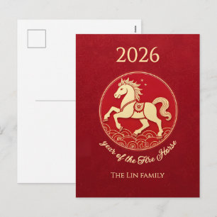 Cartes Pour Fêtes Annuelles 2026 Année du Cheval de Feu Nouvel An chinois