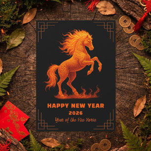 Cartes Pour Fêtes Annuelles 2026 Année du Cheval de Feu Zodiaque Chinois