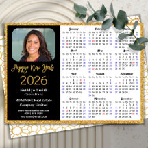 2026 Calendrier Gold Parties scintillant Business