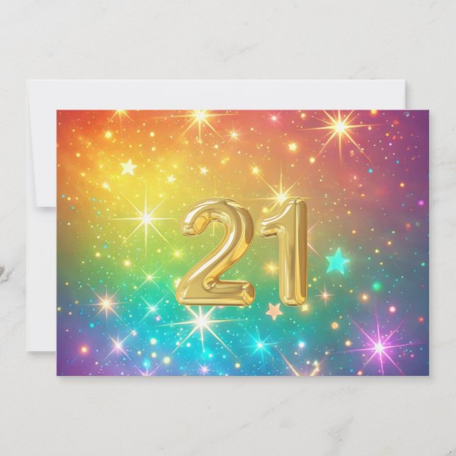 Cartes Pour Fêtes Annuelles 21e étoile arc-en-ciel colorée (Devant)