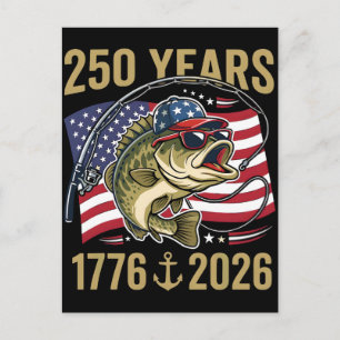 Cartes Pour Fêtes Annuelles 250 ans 1776 2026 patriotique pêche à la bass amér