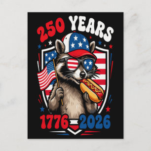 Cartes Pour Fêtes Annuelles 250 ans 1776 2026 raton laveur patriotique États-U