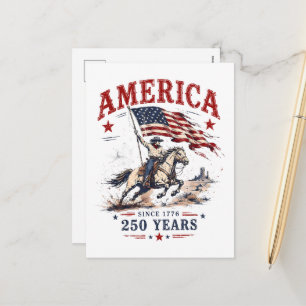 Cartes Pour Fêtes Annuelles 250 Ans d'Amérique 1776 2026 Cowboy Patriotique 
