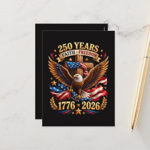 Cartes Pour Fêtes Annuelles 250 Ans de Foi Liberté Aigle Patriotique