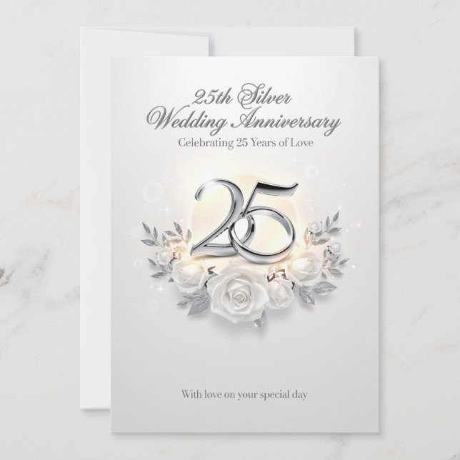Cartes Pour Fêtes Annuelles 25th Wedding Anniversary Card – Celebrating 25 Yea (Devant)