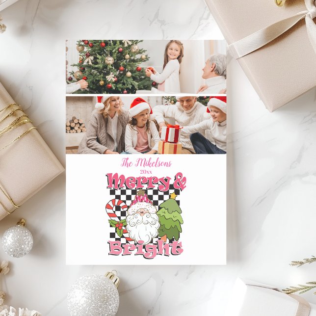Cartes Pour Fêtes Annuelles 2 À damiers photo Joyeux et Joyeux Noël (Créateur téléchargé)