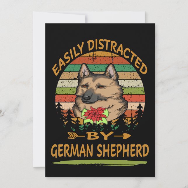 Cartes Pour Fêtes Annuelles 2 Facilement Distrait Par Le Berger Allemand (Devant)