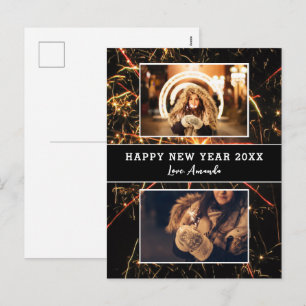 Cartes Pour Fêtes Annuelles 2 Photo Collage Feu d'artifice Bonne année