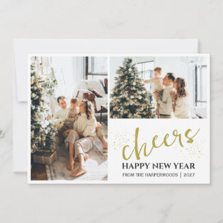 Cartes Pour Fêtes Annuelles 2 Photo Élégant Script Moderne Bonne Année