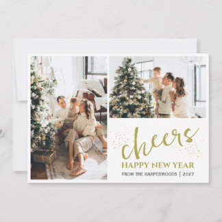 Cartes Pour Fêtes Annuelles 2 Photo Élégant Script Moderne Bonne Année