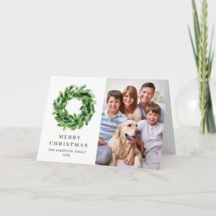 Cartes Pour Fêtes Annuelles 2 PHOTO Festif Pine Branch Wreath Christmas