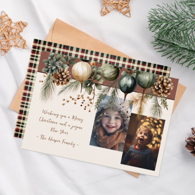 Cartes Pour Fêtes Annuelles 2 Photo Festive Green (Créateur téléchargé)