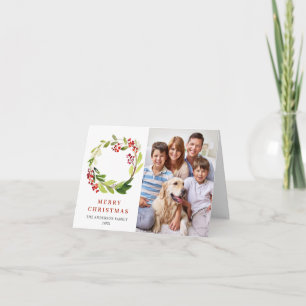 Cartes Pour Fêtes Annuelles 2 PHOTO Holly Berry Wreath voeux de Noël