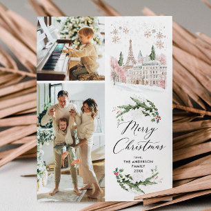 Cartes Pour Fêtes Annuelles 2 Photo Joyeux Noël Elégant Hiver Paris Scène