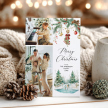 2 Photo Joyeux Noël Scène d'hiver & Mistletoe