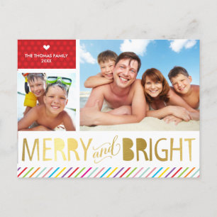 Cartes Pour Fêtes Annuelles 2 PHOTO NOËL FAMILLE moderne joyeux & lumineux